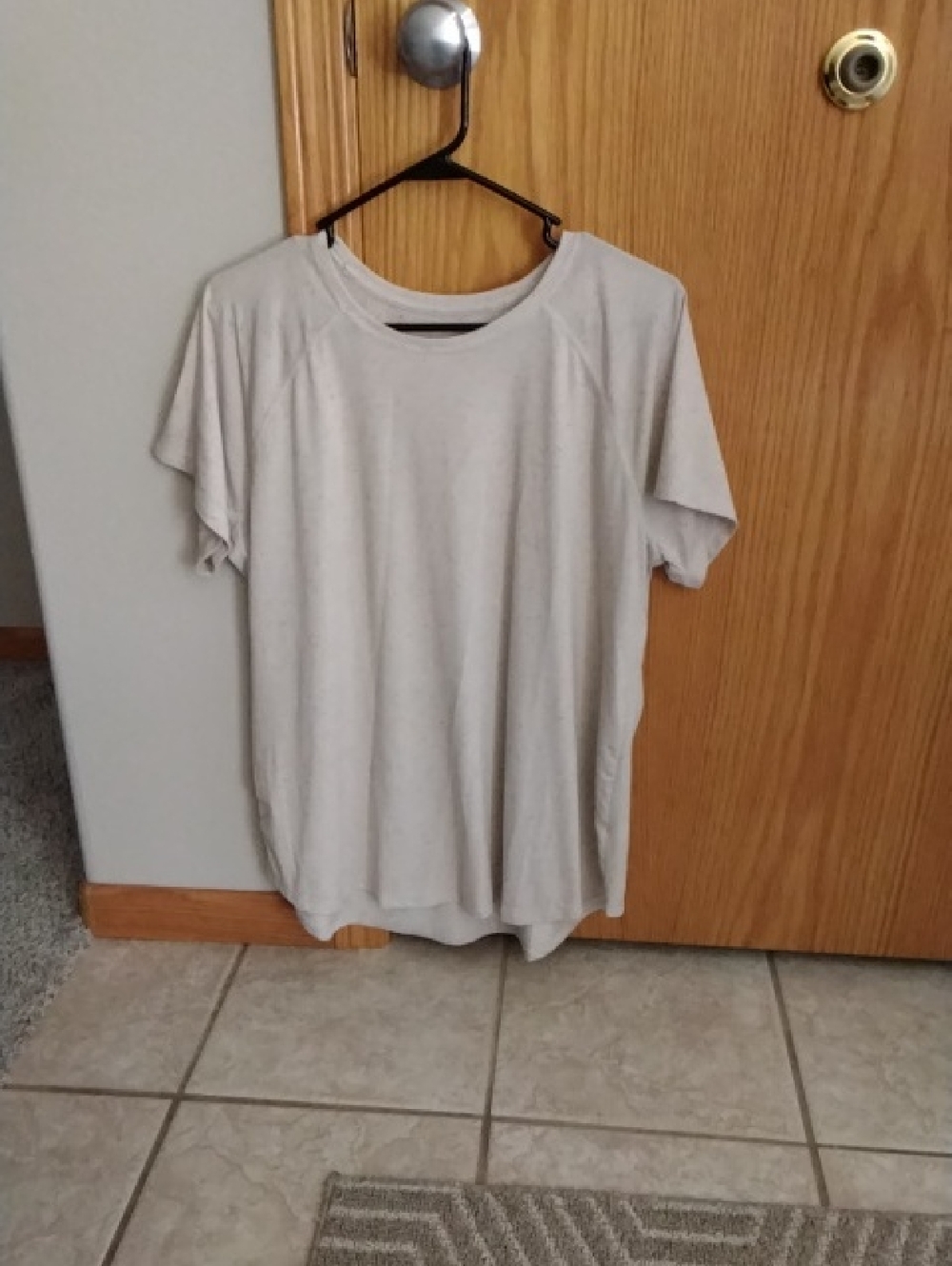 Woen's Light Beige Speckled Crew Neck T-Shirt